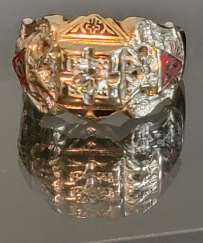 10K GOLD DIAMOND MASONIC SCOTTISH RITE 32ND DEGREE DOUBLE EAGLE RING 12 $995.