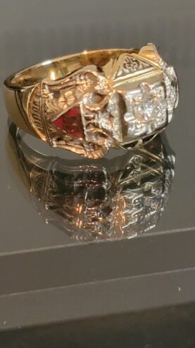 10K GOLD DIAMOND MASONIC SCOTTISH RITE 32ND DEGREE DOUBLE EAGLE RING 12 $995.