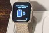 Apple Watch SE 2nd Gen 40mm A2722 Starlight Aluminum Case GPS Khaki Stretch Band