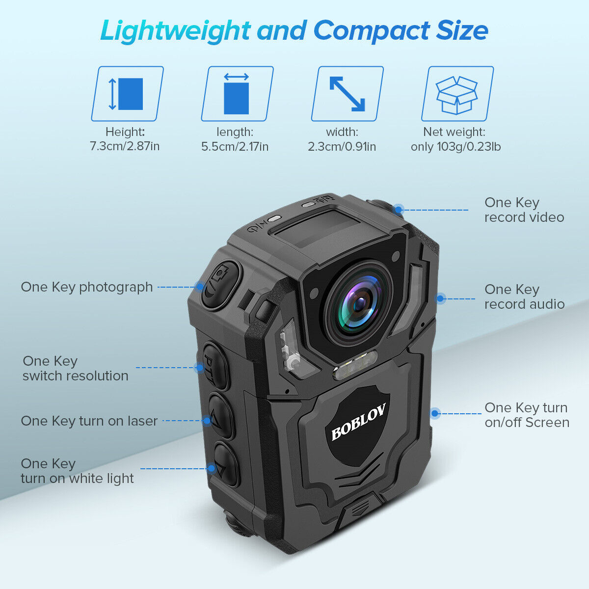 BOBLOV 1296P police Body Camera with Audio Recorder Law Enforcement + back Clips