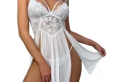 Cathery Sexy Sheer Mesh Nightdress for Women Low Cut See Throug Lingerie Lace Babydoll Chemise Nightgown Sleepwear