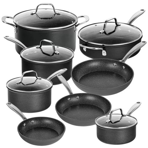 Granite Stone Pro Hard Anodized Pots and Pans Set Premium Nonstick Cookware Set Oven Dishwasher Safe 13Pcs