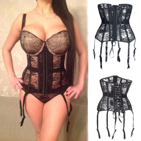 Hover to zoom Have one to sell? Sell now Women Plus size Lingerie Waist Training Underbust Corset Lace up Bustier Garter