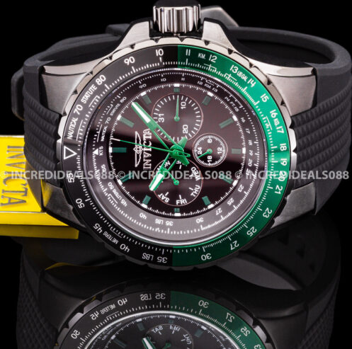 Invicta AVIATOR MULTI FUNCTION Black Green Dial NAUTICAL COMBAT Watch