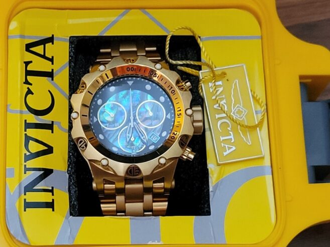 Invicta VENOM Mens Watch Model 26688 Mother Of Pearl with Hardshell Yellow Case.
