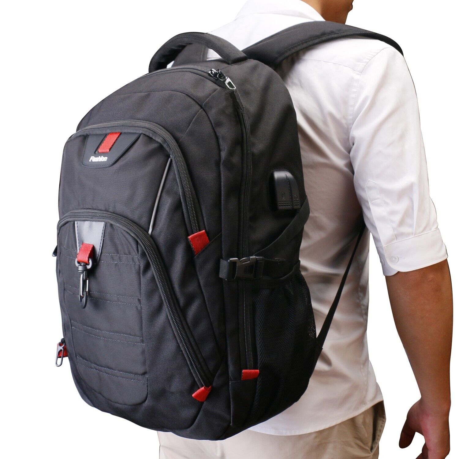 Men Laptop Bag Extra Large Durable Travel Computer Backpack Waterproof 18″ Black