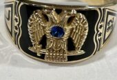 Men’s Masonic 32 Degree Double Eagle 10K Yellow Gold Ring – Size 12.5 $500