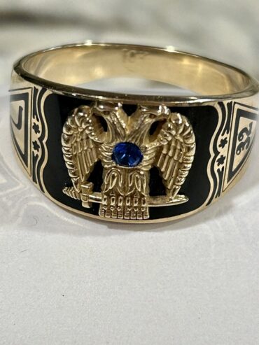 Men’s Masonic 32 Degree Double Eagle 10K Yellow Gold Ring – Size 12.5 $500