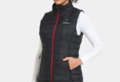 New Ororo Heated Padded Vest Full Zip Sleeveless – Black with Burgundy Zipper