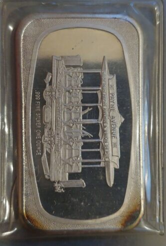 Payne Avenue Trolly Cleveland OH City Railway 1 OZ Silver Art Bar High Condition