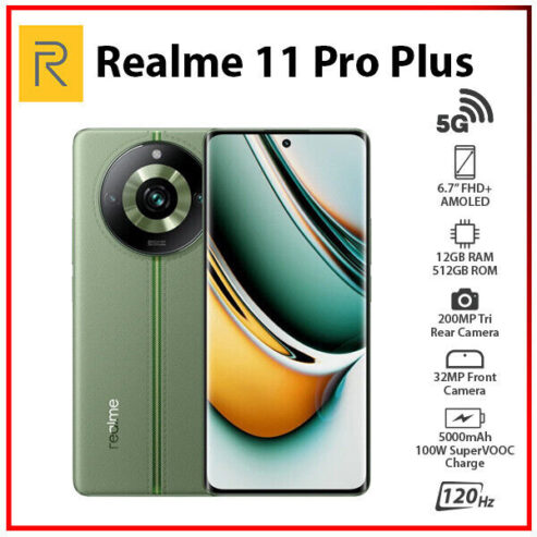 Realme 11 Pro Plus 5G 12GB+512GB GREEN Dual SIM Global Ver. Android Cell Phone