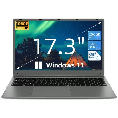 SGIN 17in 8GB DDR4 256GB SSD Windows 11 Laptop IPS 1920 x 1080 FHD 8-Core Intel Celeron, Mini HDMI