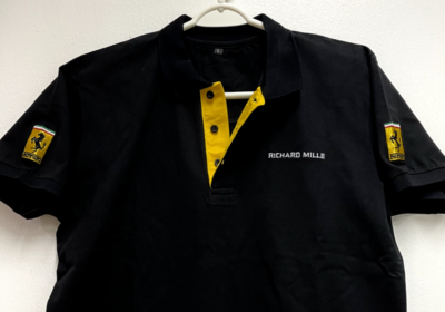 Size-XL-44-45-RICHARD-MILLE-x-FERRARI-Black-100Cotton-Polo-T-shirt-RM-23-RM-25-cipads-freeads