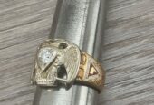 Vintage 10k Gold Diamond Scottish Rite 32nd Degree Masonic Ring