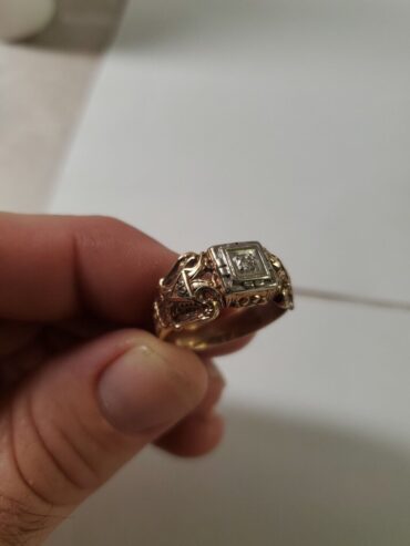 Vintage Solid 10k Gold 32nd Degree Masonic Ring With Diamond