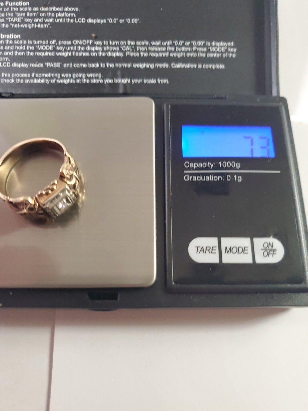 Vintage Solid 10k Gold 32nd Degree Masonic Ring With Diamond
