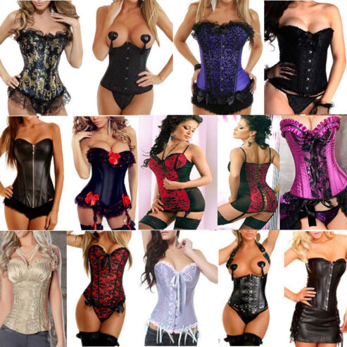 Women Basic Lace up Boned Corset top Bustier Waist Cincher Lingerie Shaper S-6XL