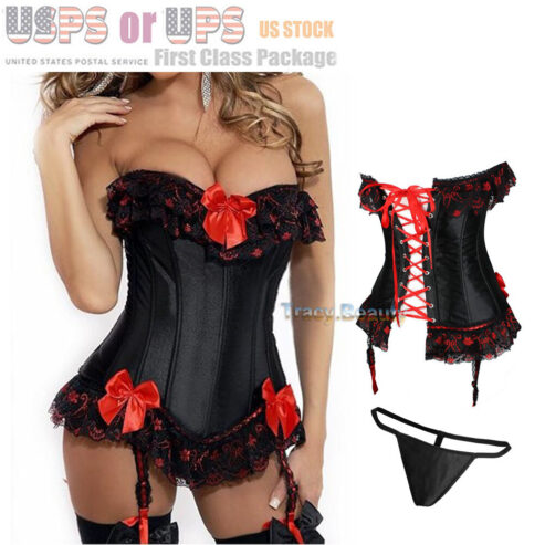 Women Basic Lace up Boned Corset top Bustier Waist Cincher Lingerie Shaper S-6XL