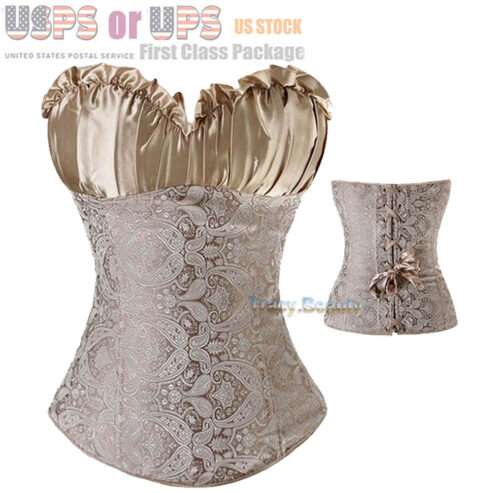 Women Basic Lace up Boned Corset top Bustier Waist Cincher Lingerie Shaper S-6XL