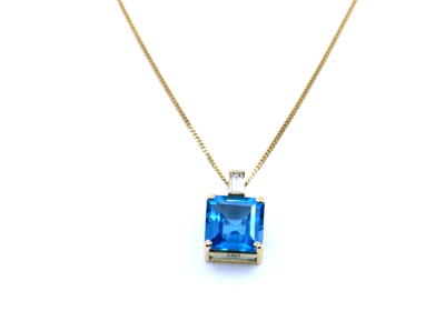 Womens-Curb-Necklace-18k-Yellow-Gold-Natural-Square-Blue-Topaz-Baguette-Diamond-cipads-freeads
