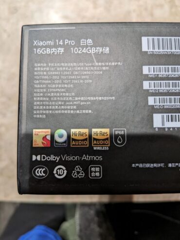 Xiaomi 14 Pro 16GB+1TB Snap8 Gen3 TOP SPEC GooglePlay ENGLISH Android 14