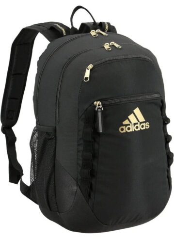 ADIDAS EXCEL 6 19″ LARGE Backpack School 15″ Laptop Bag BLACK GOLD $60 NWT