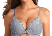 Deyllo Women’s Sexy Lace Push Up Padded Plunge Add Cups Underwire Lift Up Bra, Unique Gray 36D