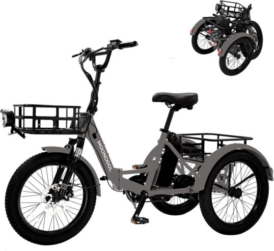 Electric Trike Adults, 3 Wheel Electric Bicycle 450lbs 20″ Fat Tire for Seniors