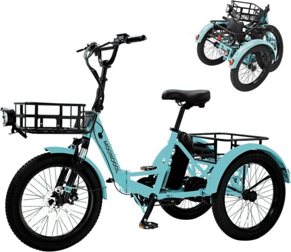 Electric Trike Adults, 3 Wheel Electric Bicycle 450lbs 20″ Fat Tire for Seniors