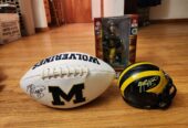 Jabrill Peppers Michigan Wolverines SIGNED Football + Helmet COA’s + Bobblehead