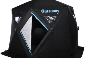 Outsunny 4-6 People Ice Fishing Shelter, Pop-up Ice Fishing Tent, Ice Shanty, Portable and Insulated, with Carry Bag, for Low-Temp -104Â°F