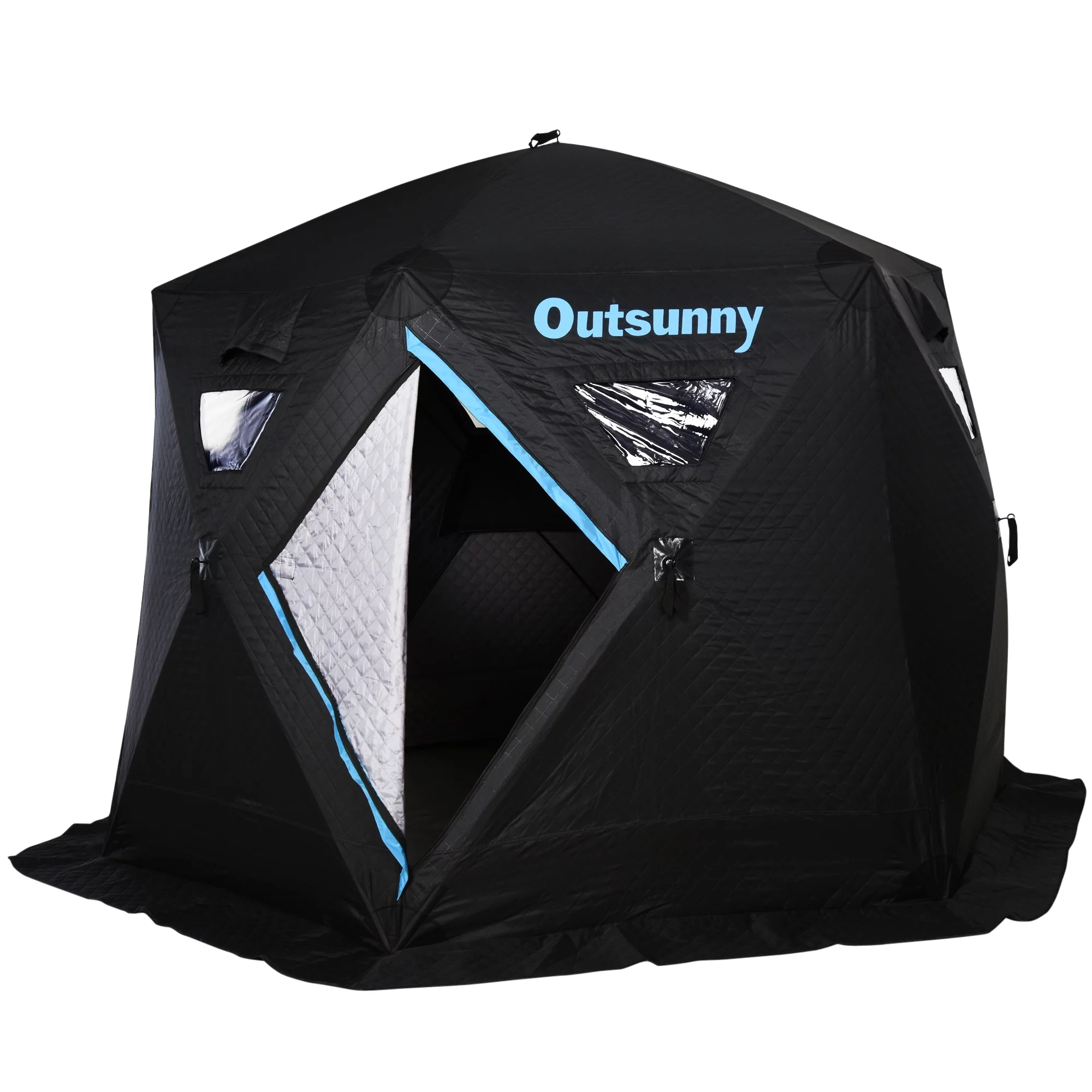 Outsunny 4-6 People Ice Fishing Shelter, Pop-up Ice Fishing Tent, Ice Shanty, Portable and Insulated, with Carry Bag, for Low-Temp -104Â°F