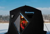 Outsunny 4-6 People Ice Fishing Shelter, Pop-up Ice Fishing Tent, Ice Shanty, Portable and Insulated, with Carry Bag, for Low-Temp -104Â°F