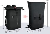 Rolltop Backpack Water Resistant for School University Work Fits 17 inch Laptop