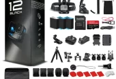 GoPro HERO 12 – Action Camera + 64GB Card, 50 Piece Accessory Kit, 2 Batteries