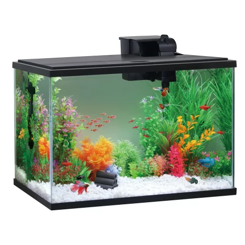 Aqua Culture Glass 29 Gallon Aquarium Starter Kit, Black, 30.2”L x 12.44”W x 21.18”H