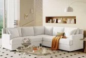 Churanty Modern Convertible L Shaped Sofa Modular Couch for Living Room,White