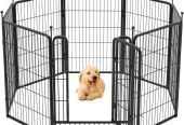 FXW Rollick Dog Playpen Outdoor, 8 Panels 40″ Height Dog Fence Exercise Pen with Doors for Large/Medium/Small Dogs, Pet Puppy Playpen for RV, Camping, Yard