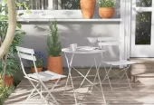 Grand Patio Metal 3-Piece Folding Bistro Table and Chairs Set, Outdoor Patio Dining Furniture for Small Spaces, Balcony, White