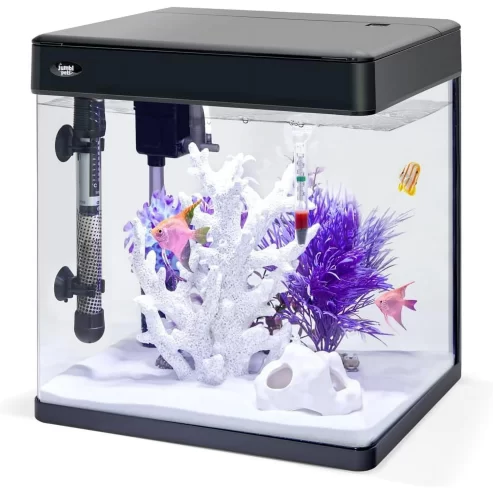 JumblPets Premium Fish Aquarium Kit, Complete Glass Fish Tank Kit w/LED Lighting & More (7 Gallon)