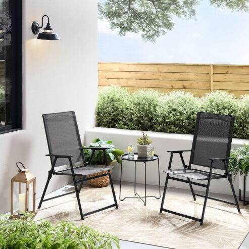 Mainstays Greyson 3-Piece Steel and Sling Folding Outdoor Patio Bistro Set, Black