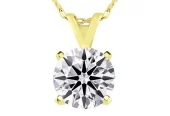 SuperJeweler 1 Carat Round Shape Lab Grown Diamond Solitaire Necklace In 14K Yellow Gold For Women