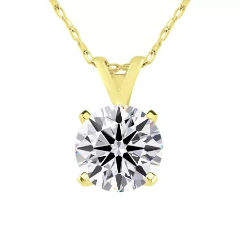 SuperJeweler 1 Carat Round Shape Lab Grown Diamond Solitaire Necklace In 14K Yellow Gold For Women