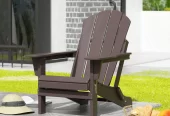 Westintrends Outdoor Folding HDPE Adirondack Chair, Patio Seat, Weather Resistant, Dark Brown