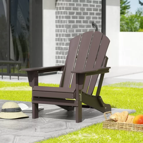 Westintrends Outdoor Folding HDPE Adirondack Chair, Patio Seat, Weather Resistant, Dark Brown