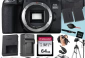 Canon EOS 850D / Rebel T8i DSLR Camera (Body Only) + 64 GB Memory + Tripod + Monopod + Extra Battery + More (20pc Bundle)