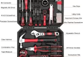 EXCITED WORK 100 Piece Home Repair Tool Kit, General House Hand Tool Set with Plastic Storage Case- Socket Wrench Hammer