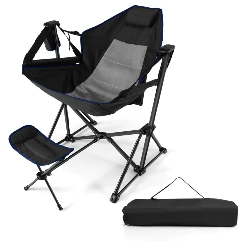 GCI Outdoor Pod Rocker Foldable Rocking Camp Chair, Black