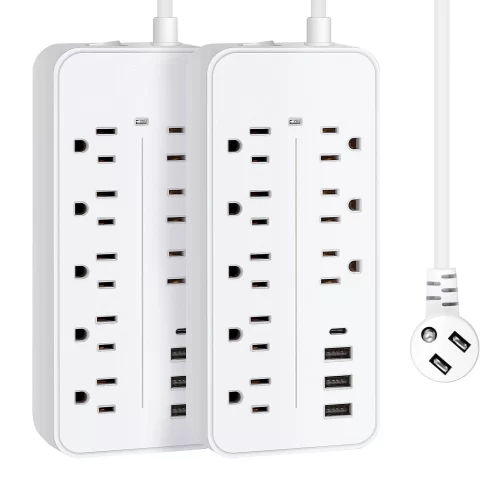 Lefree Power Strip Extension Cord Multi Outlet Surge Protector, White, 2Pack at walmart.com