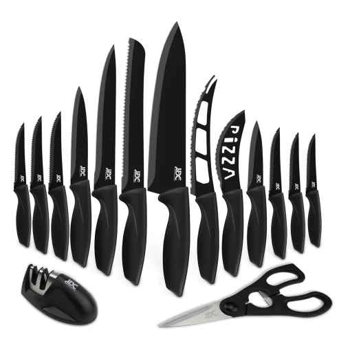 Lux Decor Collection 15-Piece Kitchen Knife Set – High Carbon Stainless Steel, Non-Stick Coating, Rust-Resistant, Ergonomic Handles – Perfect for Cooking & Serving